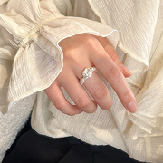 天然淡水珍珠玫瑰花戒指，女s925纯银，甜美法式优雅小众高级感