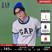 Gap男女装2024夏季logo纯棉撞色拼接短袖T恤复古上衣885846