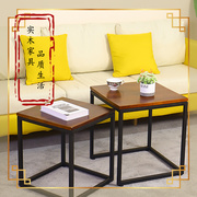 简约现代实木茶几桌客厅家用方几方形边几沙发，角几铁艺咖啡桌组合