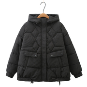 冬季韩版黑色羽绒棉服，200斤胖mm连帽拉链泡泡粒棉衣大码外套