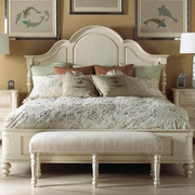 美式乡村实木双人床 1.8米实木床白色复古做旧婚床地中海风格床