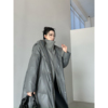 PAPERLLL辛间假两件长款白鸭绒皮羽绒服女2025新款连帽冬季外套