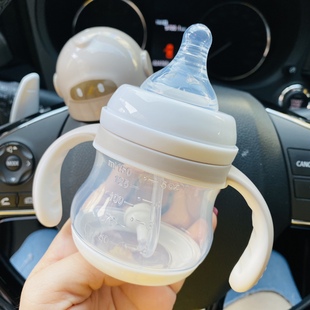 初生婴儿奶瓶小容量，带手柄吸管硅胶奶嘴防胀气耐摔塑料奶壶喝水杯