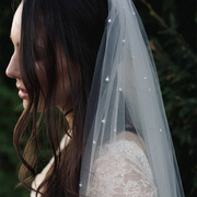 韩式珍珠素纱新娘头纱超长款3米拖尾头纱旅拍结婚纱头纱影楼造型