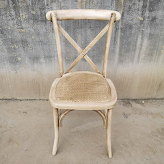 欧式仿古做旧风化木色实木叉背椅藤席座垫叉背形复古叉号餐椅凳子