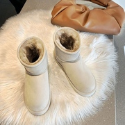 雪地靴女2022年中筒棉鞋女冬外穿一脚蹬加绒加厚雪地棉鞋