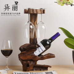 红酒架摆件酒瓶实木葡萄酒展示架
