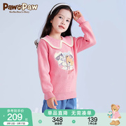 PawinPaw卡通小熊童装秋冬款女童针织娃娃领甜美毛衣