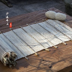 手工夏布苎麻布桌旗茶旗麻布隔热垫现代中式田园风格干泡茶席茶垫