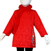 旗袍外套毛绒领口秋冬季女童，衣服刺绣图案国风，中国红夹棉上衣