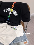 NL KIDS美式潮牌夏装 男女童十字架多彩印花半袖儿童短袖T恤亲子
