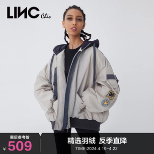 LINCCHIC金羽杰羽绒服女飞行员夹克短款羽绒服女冬外套Y21602139