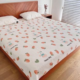 纯棉床盖单件韩国斜纹全棉绗缝被双面夹棉防滑卡通床单榻榻米床垫