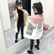 韩国女童貂绒外套2021秋冬装，毛毛衣(毛毛衣，)韩版加绒加厚儿童洋气大衣