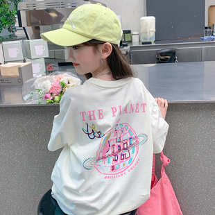 女童短袖夏装2024韩版洋气，儿童t恤夏季体恤小女孩半袖上衣潮