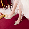 婚鞋女2023年新娘鞋结婚鞋子不累脚高跟鞋细跟主婚纱水晶鞋