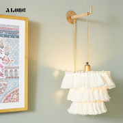ins北欧卧室壁灯棉线编织亚麻灯设计师创意个性波西米亚风格吊灯