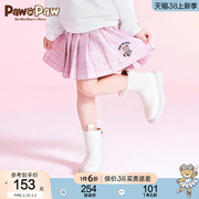 pawinpaw卡通小熊童装2023年春季女童，学院风格纹气质淑女短裙