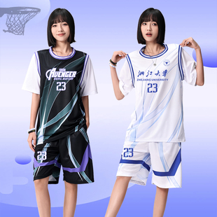 女生篮球服短袖球服女款套装女童篮球训练服定制T恤假两件班服夏