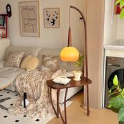 中古客厅落地灯柚子灯美式复古沙发，边几卧室，置物架一体茶几钓鱼灯