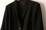 ol风格职业耸肩长袖纯黑色，青果领西服外套，春秋季女士西装开衫潮