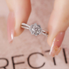 莫桑石戒指(石戒指)女纯银白金，轻奢设计50分钻石，仿真结婚求婚订婚钻石戒指