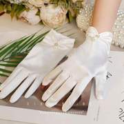 晚礼服新娘短款黑色春秋赫本冬禾复拍照手套，古典结婚婚纱秀法式
