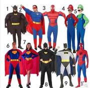万圣节成人超人服装，儿童蝙蝠侠衣服蜘蛛侠男女，超级马里奥表演服饰