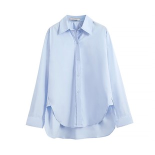 衬衫马甲套装两件套女春季条纹，针织短款背心配中长款蓝色衬衣