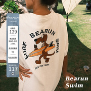 BEARUN SWIM 短袖t恤女夏季2023美式复古小狗印花上衣