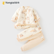 童泰婴儿套装保暖对开三件套加厚3-18个月，男女宝宝秋冬棉衣棉裤