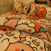 韩式风卡通蜜桃乌龙学生，宿舍四件套单双人(单双人，)床单被套床上用品三件套