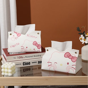 家用纸巾盒客厅创意餐厅卡通小猫，车载纸巾收纳kitty猫抽纸盒可爱