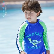 儿童泳衣男童小中大童长袖分体防晒运动游泳装宝宝冲浪服套装