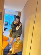 KOGIRL 韩版东大门休闲时髦宽松条纹连帽拉链卫衣外套短裤套装女