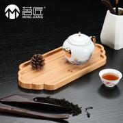 茗匠功夫茶具整块茶盘，全竹茶海平板排水式茶台小号，托盘特大号茶托