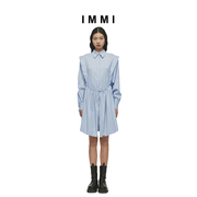 immi春夏蓝条纹，衬衫式连衣裙111st022x