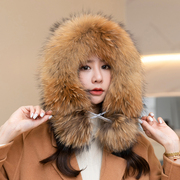 狐狸毛边帽子女士冬季韩版整皮獭兔毛皮草帽真毛雷锋帽风雪帽