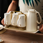 轻奢水杯套装家用欧式陶瓷客厅茶壶茶杯简约水具套装创意送礼礼盒