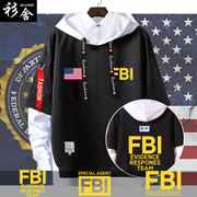 FBI美国联邦调查局特工探员FBI警告ins假两件连帽卫衣男外套帽衫
