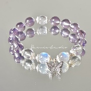 上岸天然紫水晶蓝月光石白水晶纯银手链手串女闺蜜生日礼物