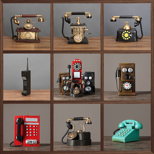 欧式复古怀旧老式铁艺听筒加油机电话机模型摄影道具装饰创意摆件