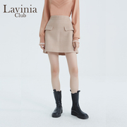 Lavinia Club/拉维妮娅春秋季纯色驼格双面呢半身裙女夏裙子