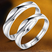 英国设计师topwhit水波扭纹韩版情侣对戒优雅镀银时尚女戒指