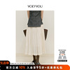 yoeyyou设计师品牌24早春牛仔，立体廓形百褶半长裙拼接a摆半裙