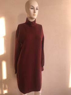 圣奈尔暗红色，长款毛衣裙女式毛衣，外套打底衫