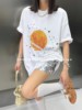 2024夏季版卓娃ZW设计感星球印花宽松大版洋气减龄短袖T恤女