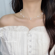 2020年纯手工制作不规则珍珠项链多层设计感颈链饰品仙女配饰