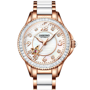 watch白色陶瓷，镶钻女士手表品牌瑞士进口时尚，全自动机械表