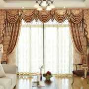 高档欧式窗帘窗幔双面提花，布料客厅落地窗成品，加高定制半遮光窗帘
